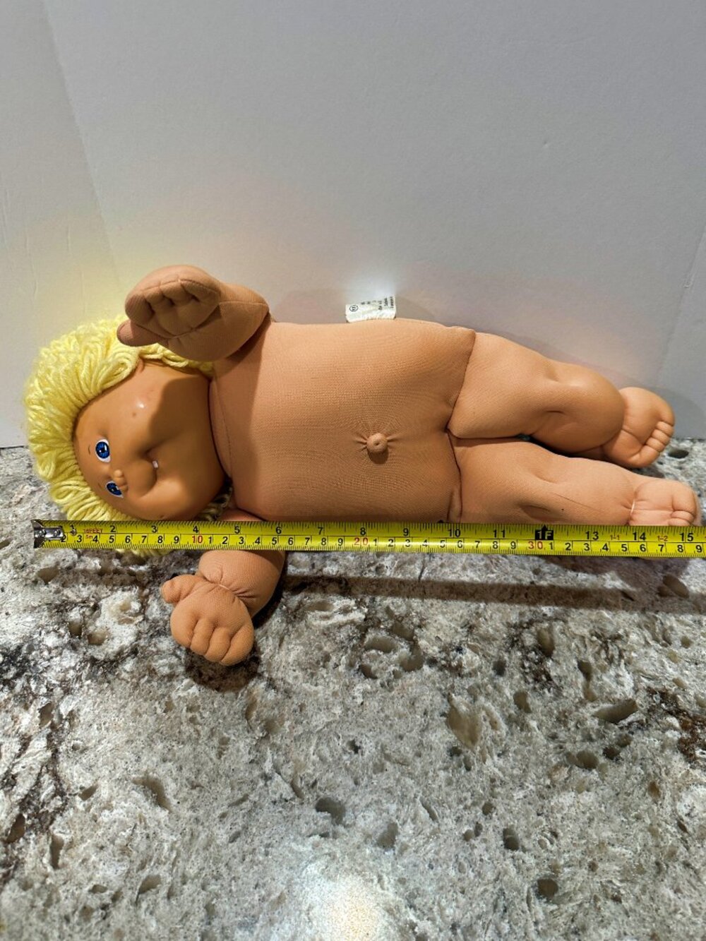 VTG 1985 Cabbage Patch Kid Boy Doll Blonde Loop Hair Blue Eyes One Tooth Dimples - Picture 10 of 10